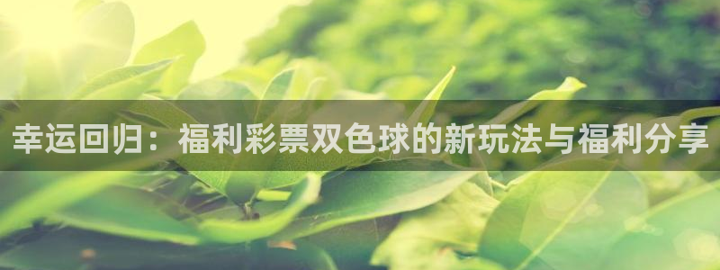 新球体育赛事：幸运回归：福利彩票双色球的新玩法与福利分享